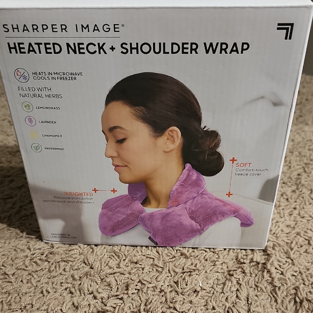 Sharper Image Plush Neck and Shoulder Wrap - Purple
